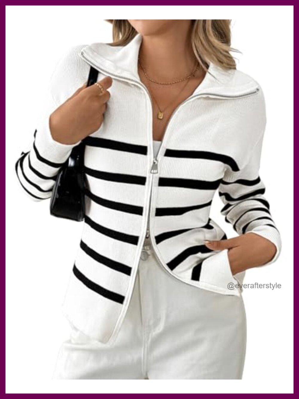 Bsubseach Striped Cropped Cardigan Sweater Women Lightweight Zip Jacket Trendy